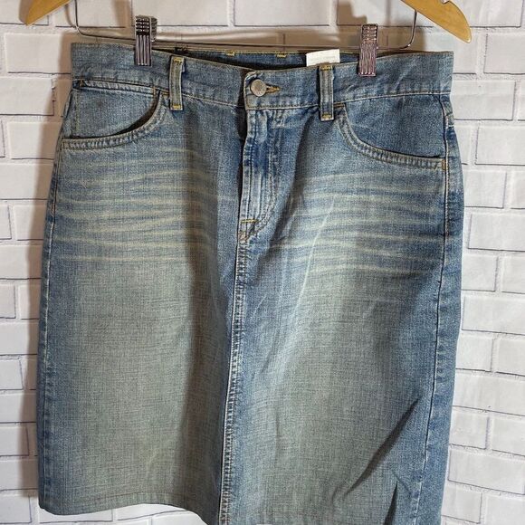 Lucky Brand VTG Distressed Denim Mini Skirt Sz 8 - Picture 1 of 8